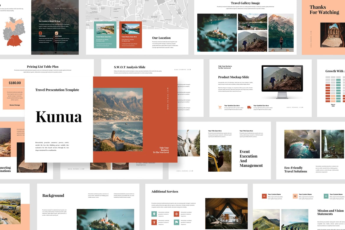 Template PowerPoint Wisata dan Perjalanan yang Menarik: Kunua