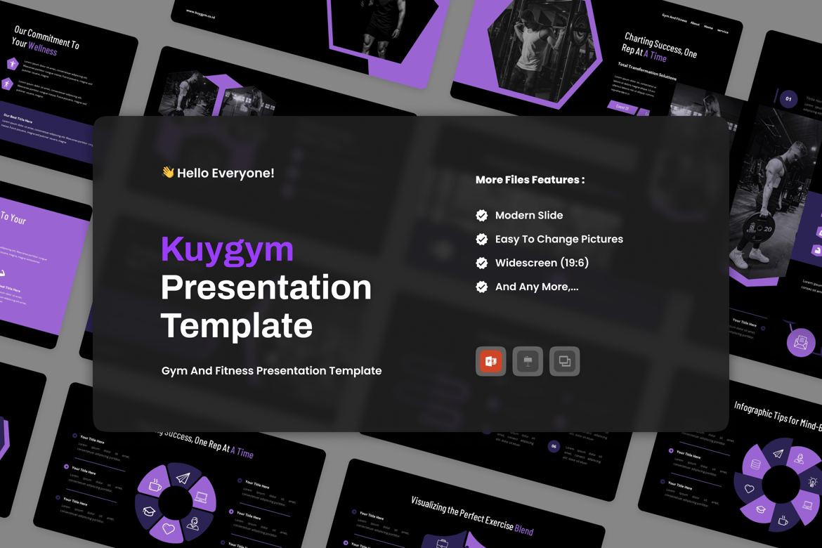 Template Presentasi PowerPoint Fitness & Gym yang Menarik