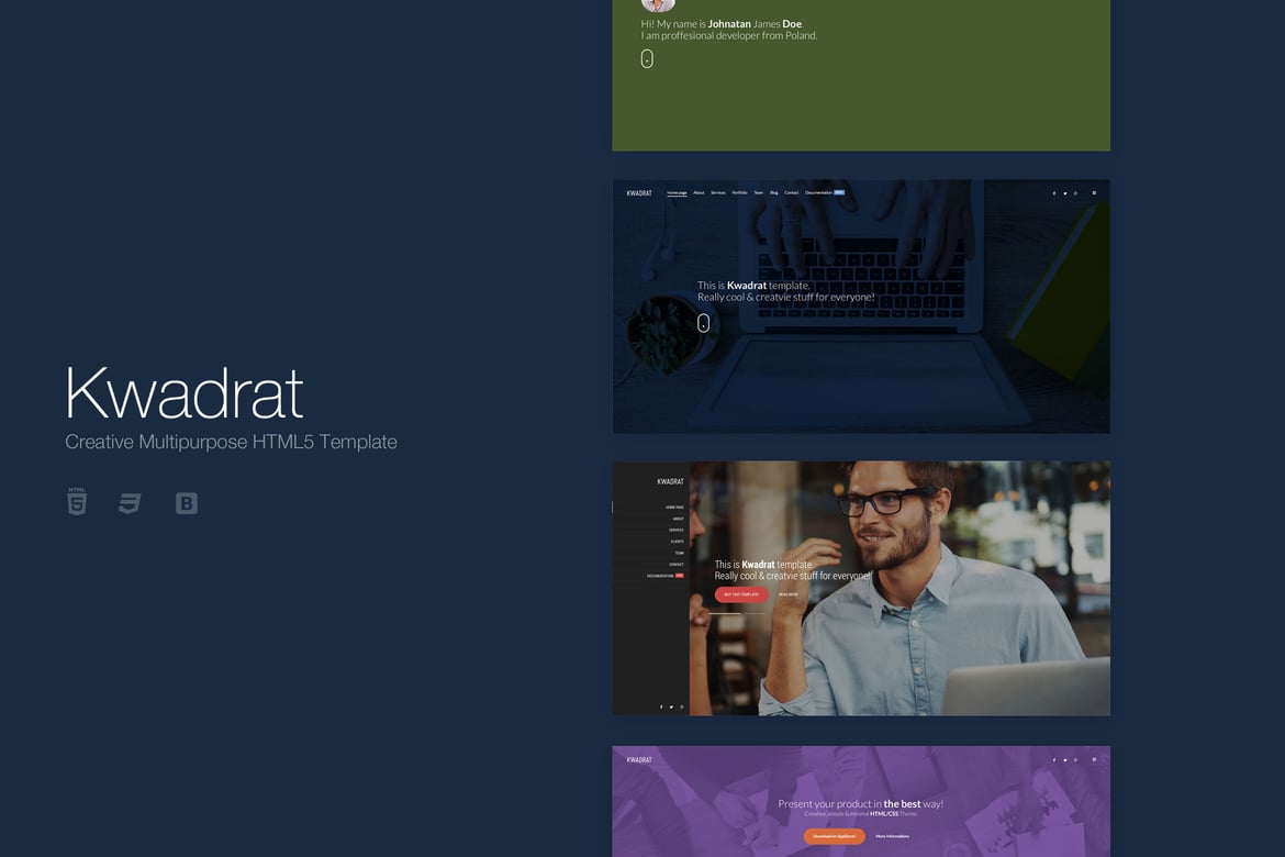 Kwadrat - Template Website Kreatif Serbaguna HTML5 yang Menawan