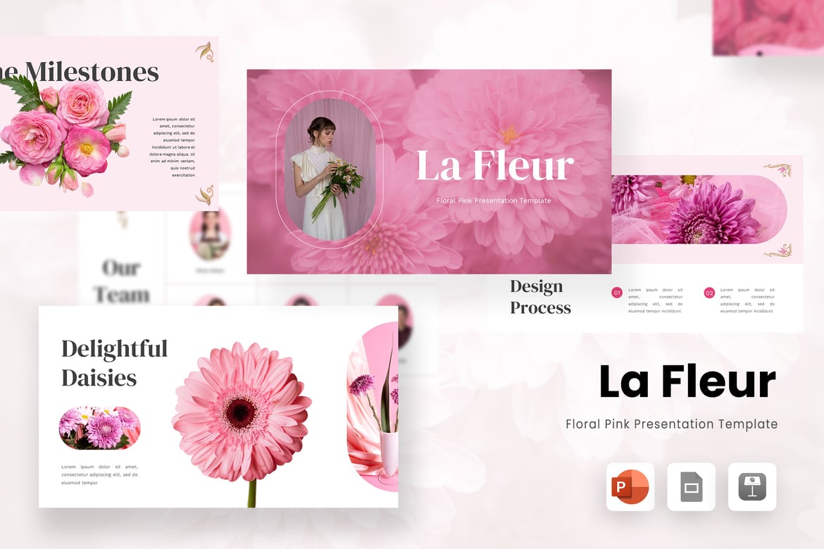 Template Powerpoint La Fleur - Elegan dan Kreatif dalam Nuansa Pink