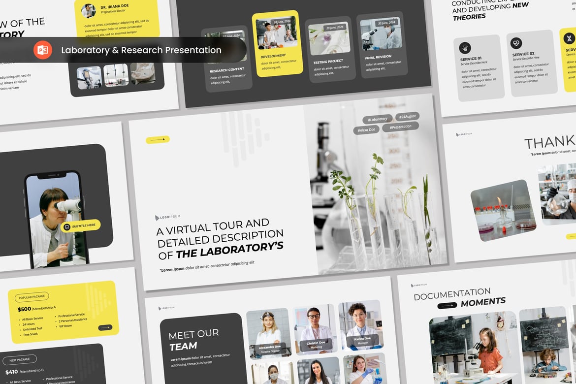 Template PowerPoint Presentasi Laboratorium & Penelitian yang Menarik