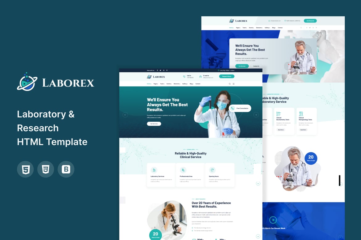 Laborex – Template Website Laboratorium dan Riset Modern