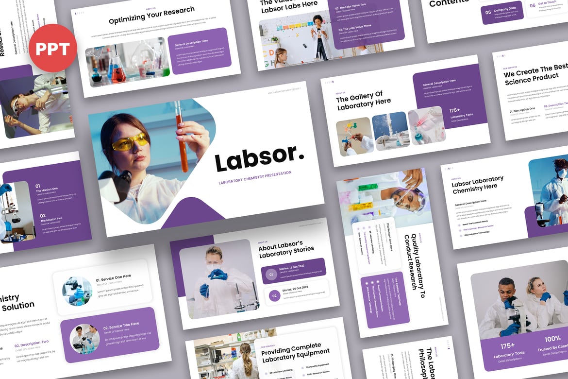 Template Powerpoint Laboratorium Kimia - Labsor yang Menarik