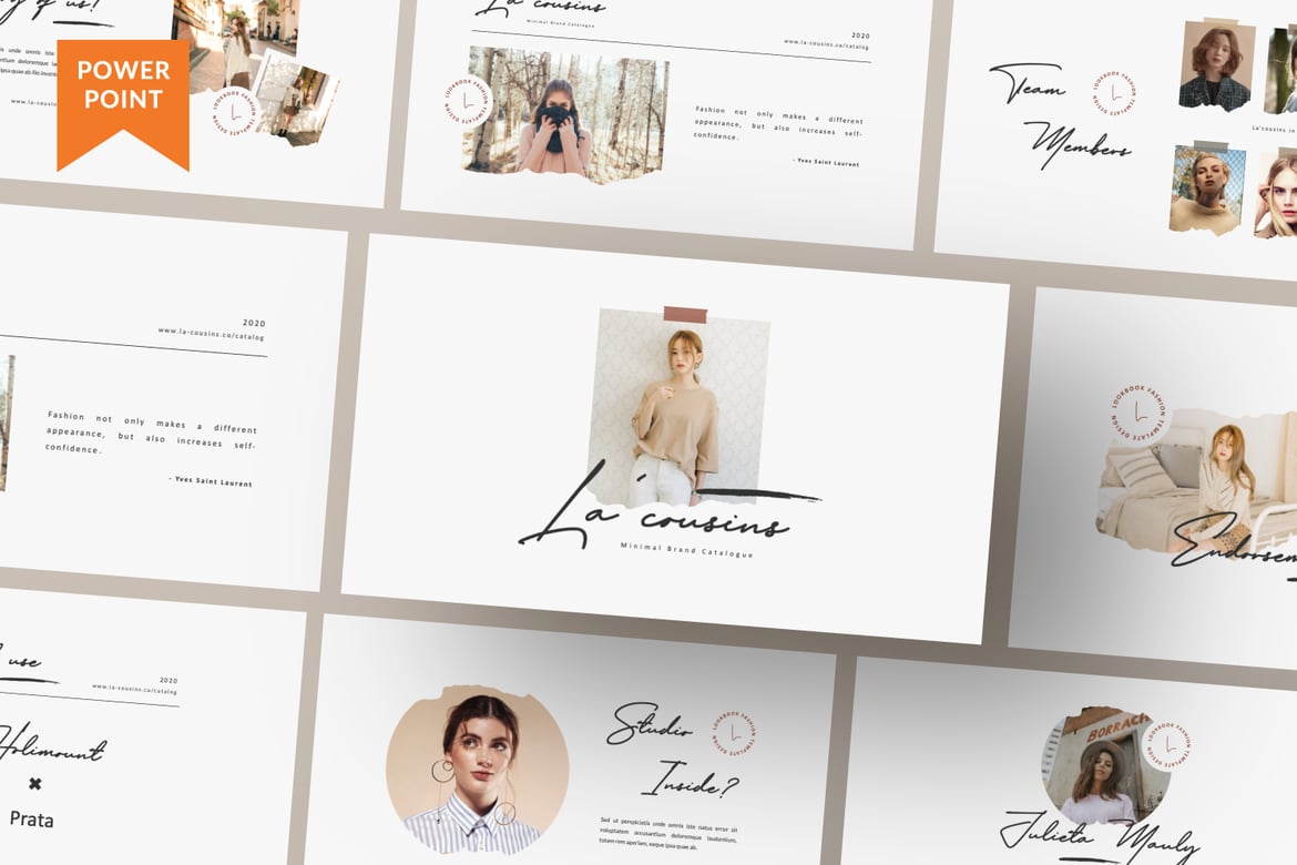 Template PowerPoint Bisnis La'cousins yang Modern dan Minimalis