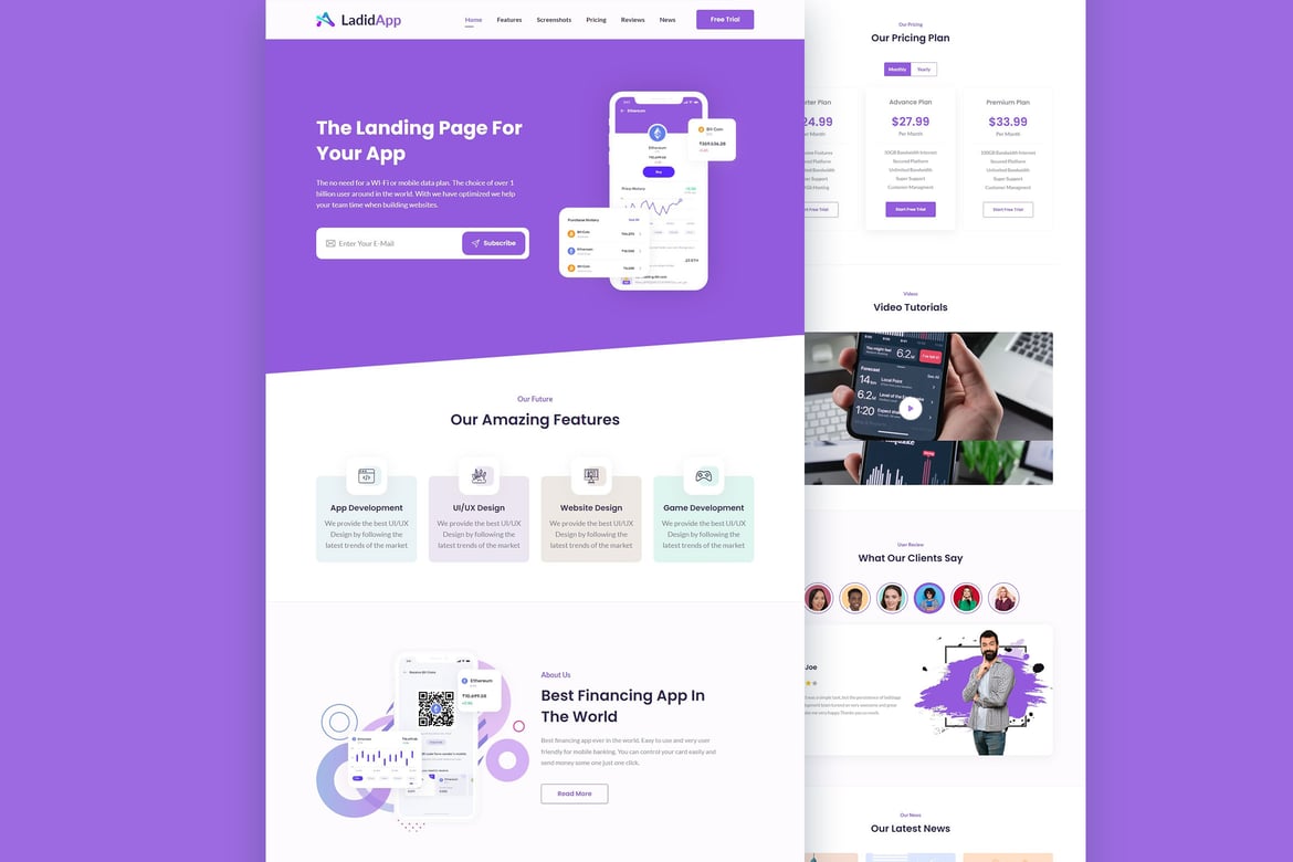 Template Website Landing Page Aplikasi LadidApp yang Menarik dan Modern