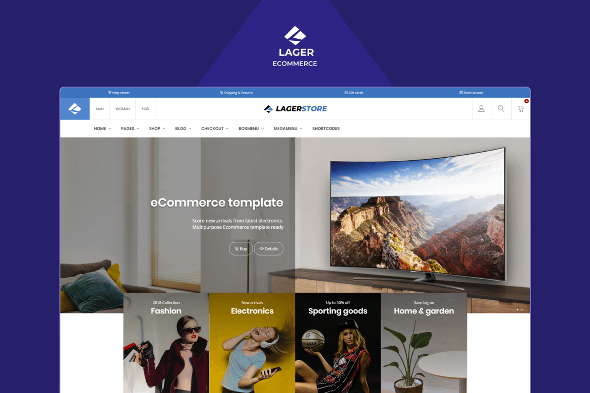 Lager - Template Website eCommerce Modern dan Responsif