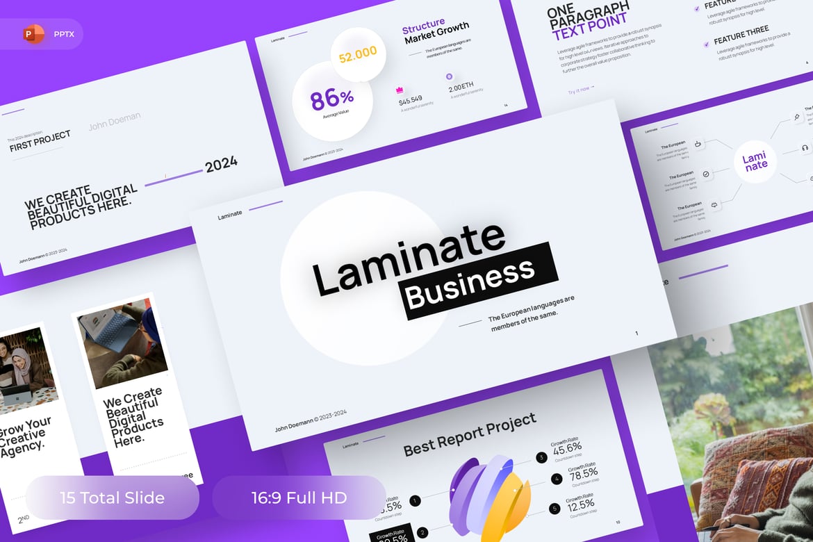 Template Presentasi PowerPoint Laminate untuk Bisnis yang Menarik