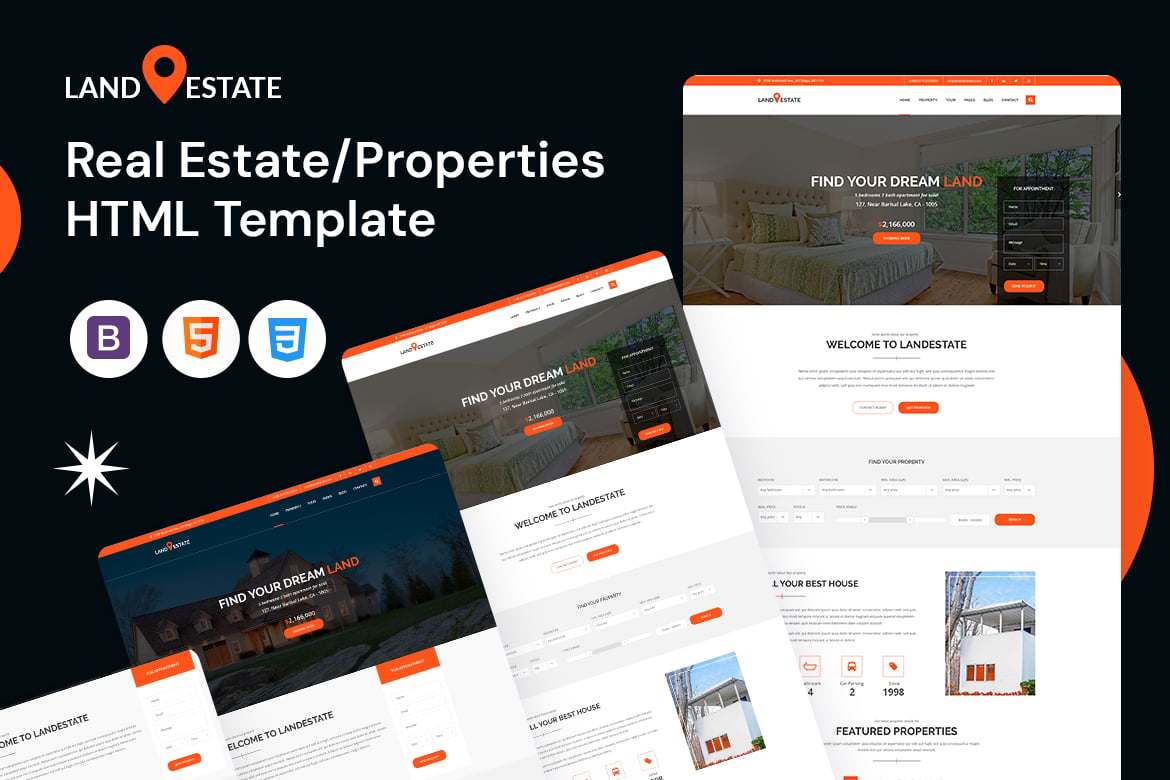 Template Website Properti - LANDESTATE untuk Real Estate dan Agen Properti
