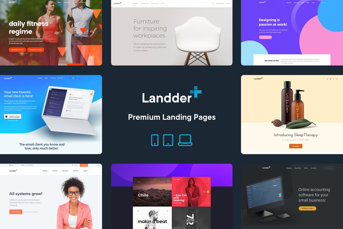 Landder+ – Template Website untuk Generasi Prospek yang Menarik