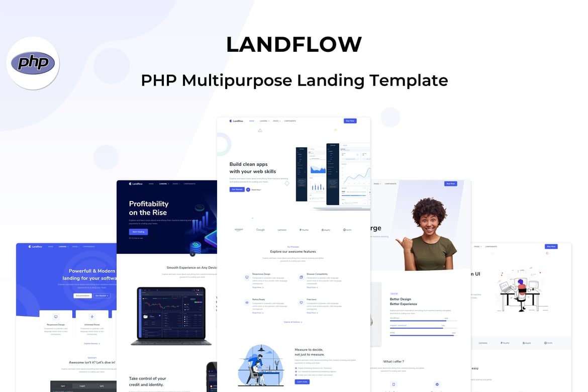Landflow - Template Website Landing Page Serbaguna Berbasis PHP