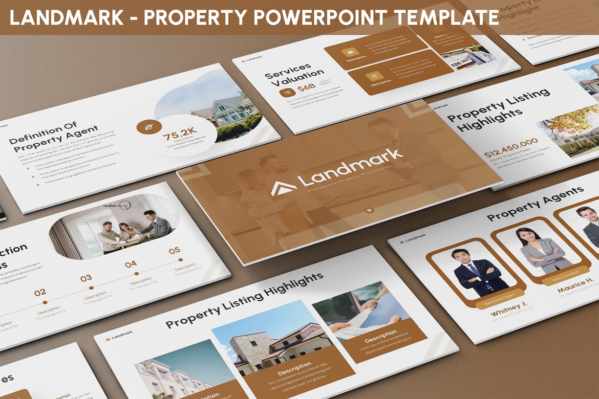 Template PowerPoint Properti Landmark - Solusi Presentasi Profesional