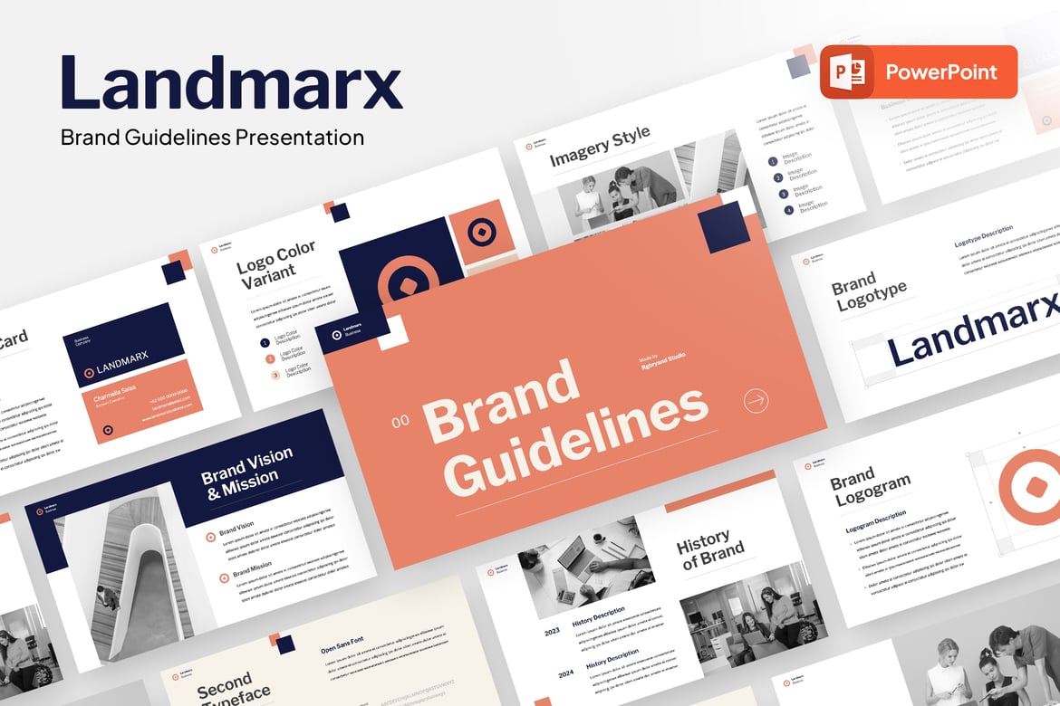 Template PowerPoint Panduan Merek Landmarx yang Profesional