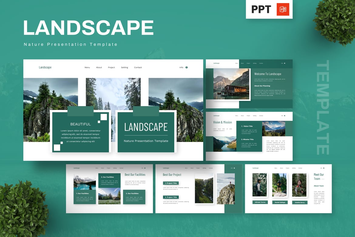 Template Presentasi PowerPoint Lanskap Alam yang Menawan