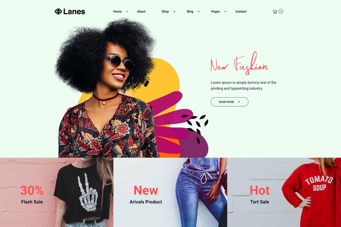 Lanes - Template Website Fashion Minimalis yang Modern