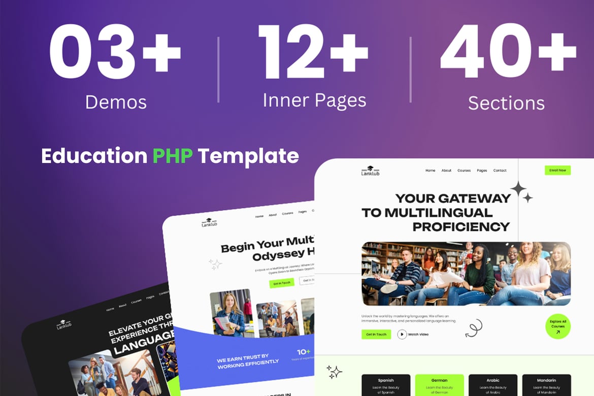 Lanklub - Template Website PHP untuk Pendidikan dan Kursus Online yang Modern