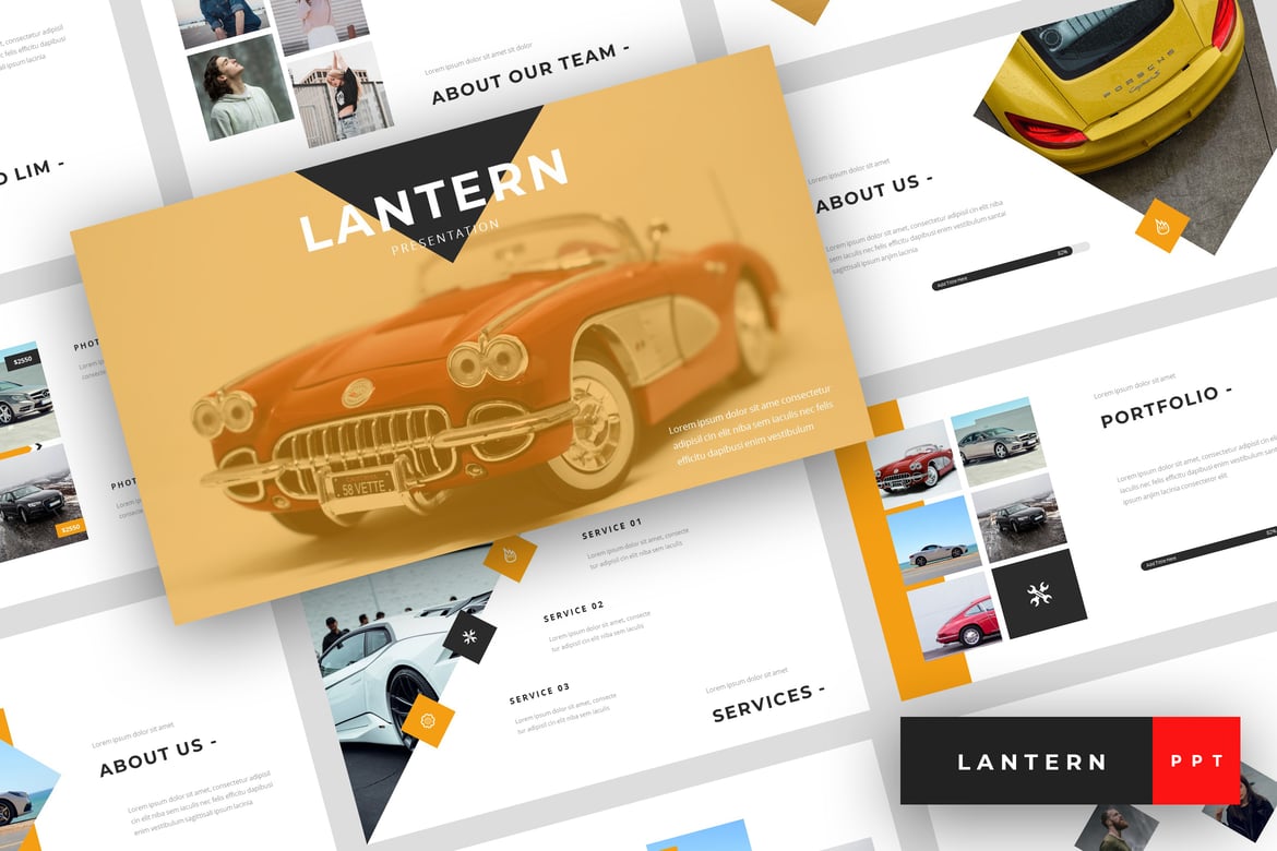 Template Presentasi PowerPoint Dealer Mobil - Lantern