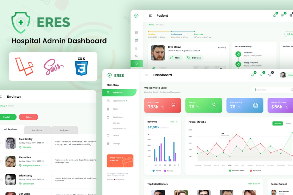 Template Dashboard Admin Rumah Sakit Laravel yang Modern dan Responsif