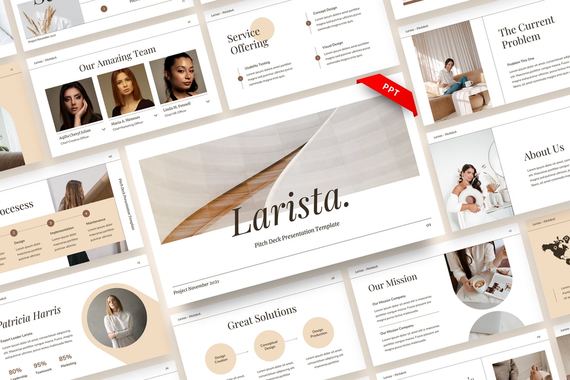 Larista - Template Presentasi Pitch Bisnis PowerPoint yang Menarik