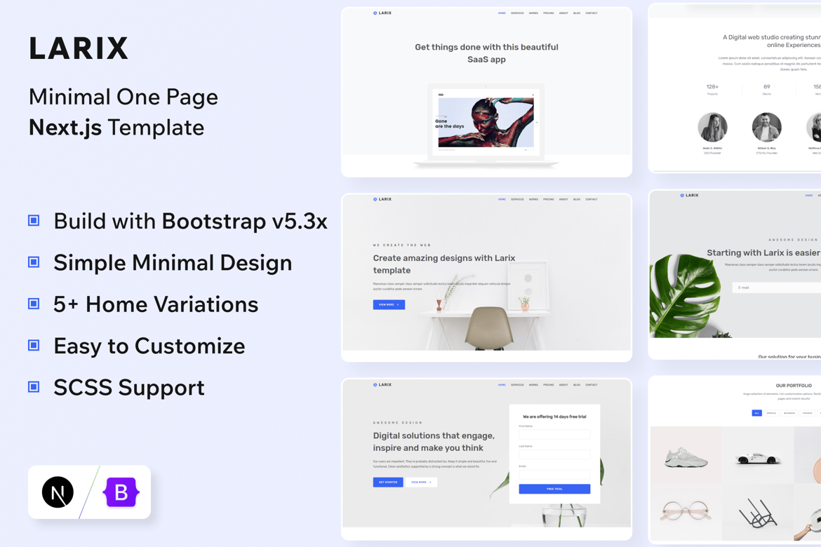 Larix - Template Website Landing Page Modern dengan Next.Js