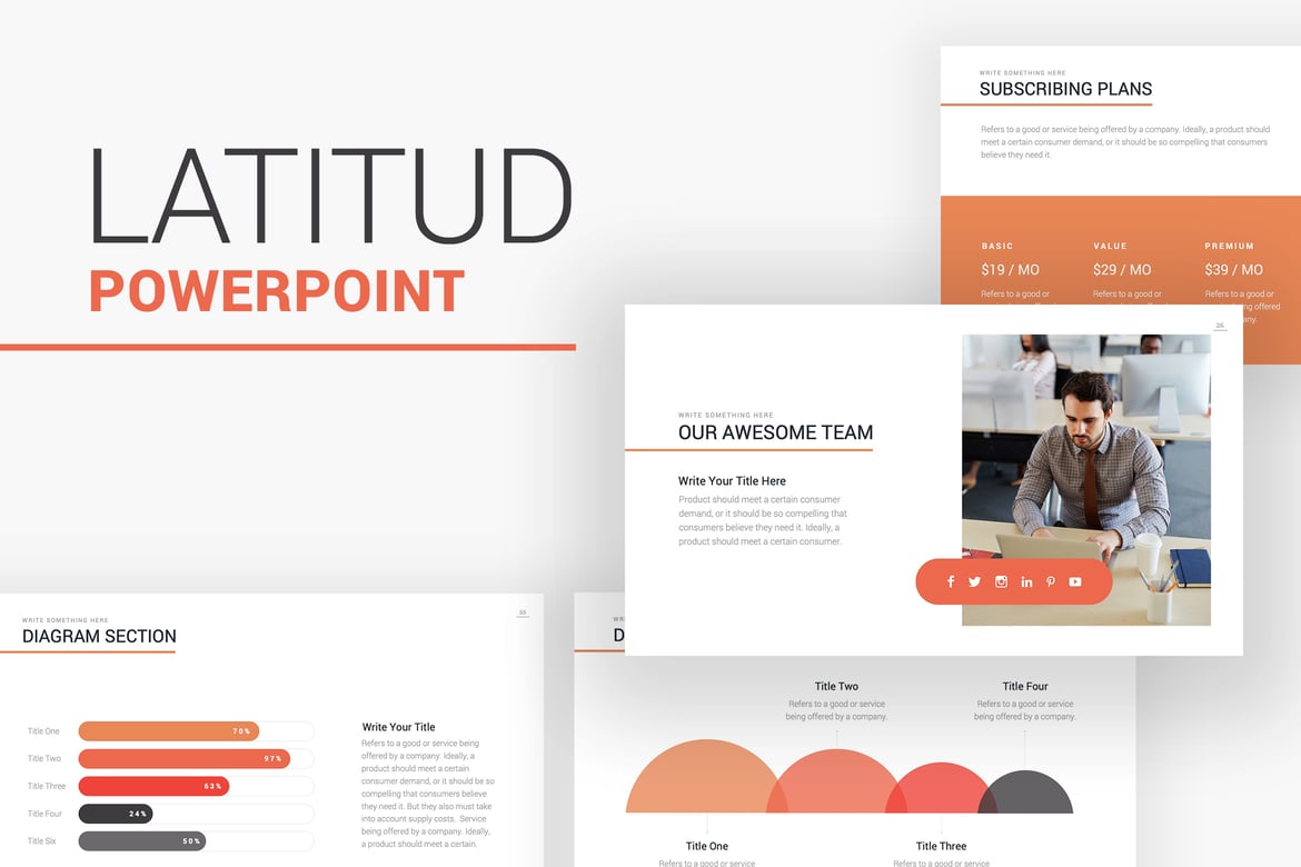 Template Presentasi PowerPoint Pitch Bisnis Latitud yang Menarik