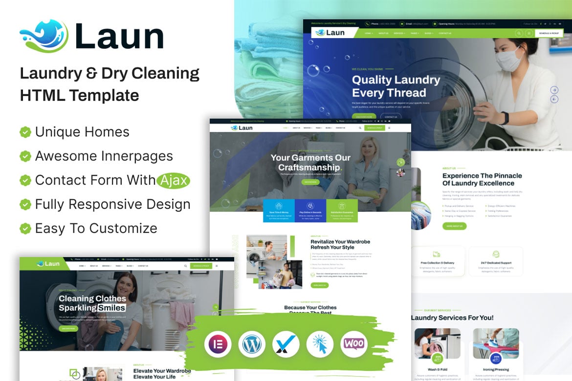 Template Website Laun - Layanan Laundry & Dry Cleaning yang Modern