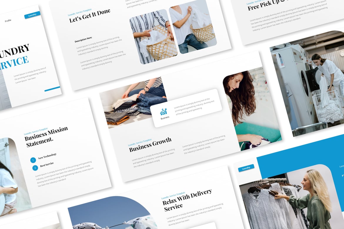 Template Presentasi PowerPoint Layanan Laundry yang Menarik