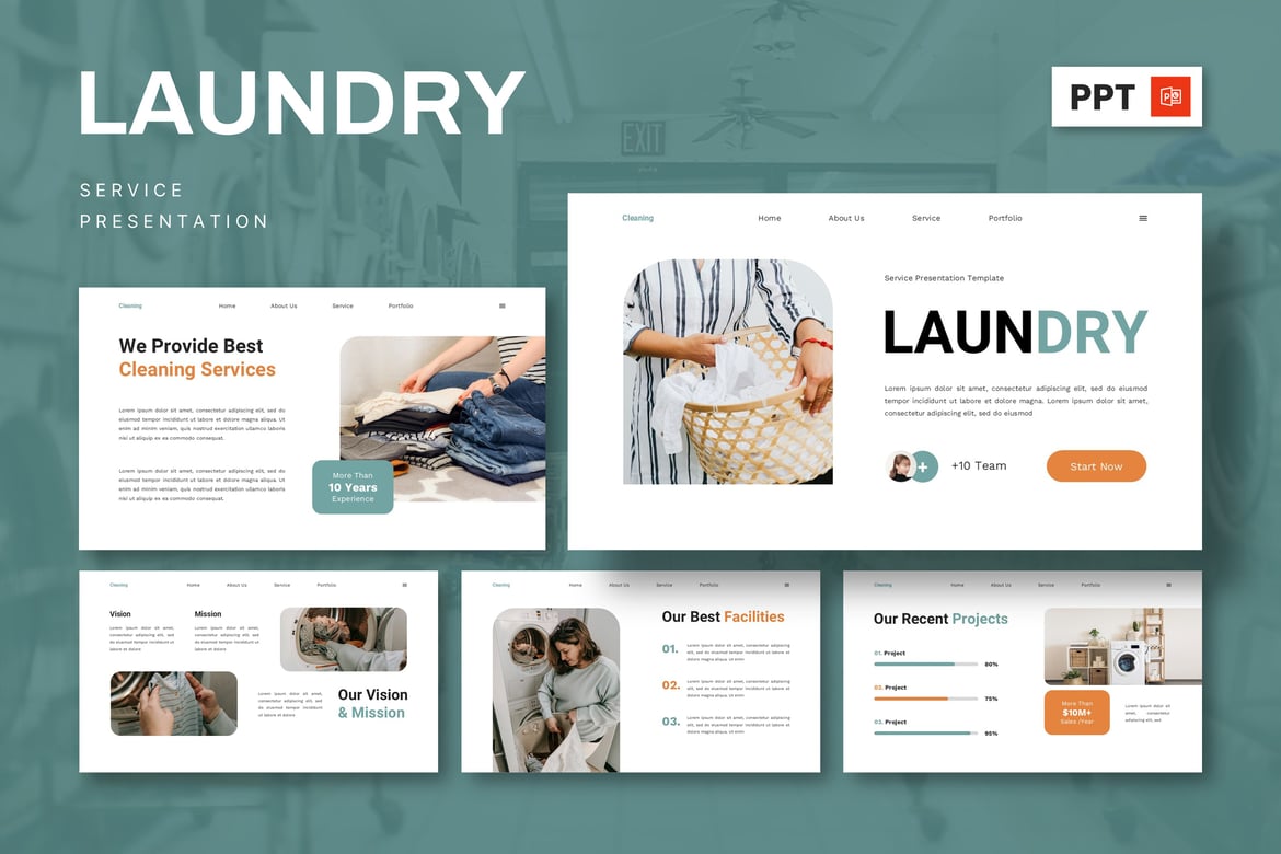 Template Presentasi PowerPoint Layanan Laundry yang Menarik dan Fungsional
