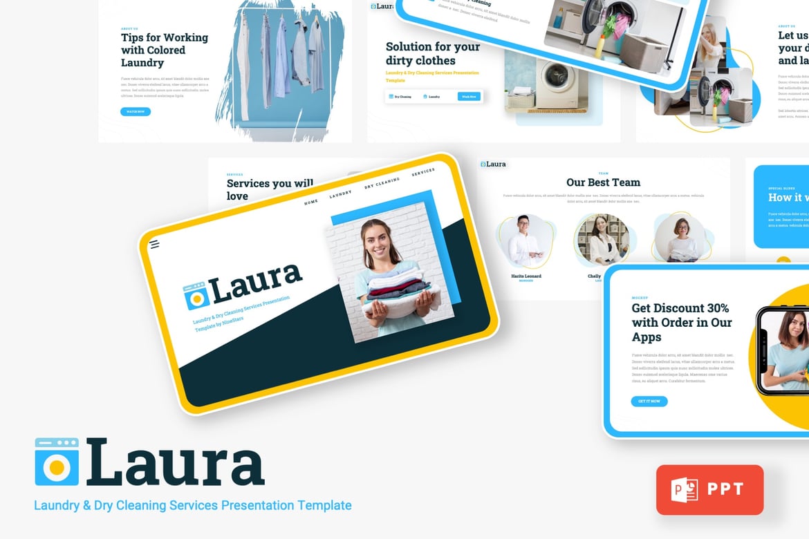 Template Powerpoint Laura - Solusi Presentasi Layanan Laundry Profesional
