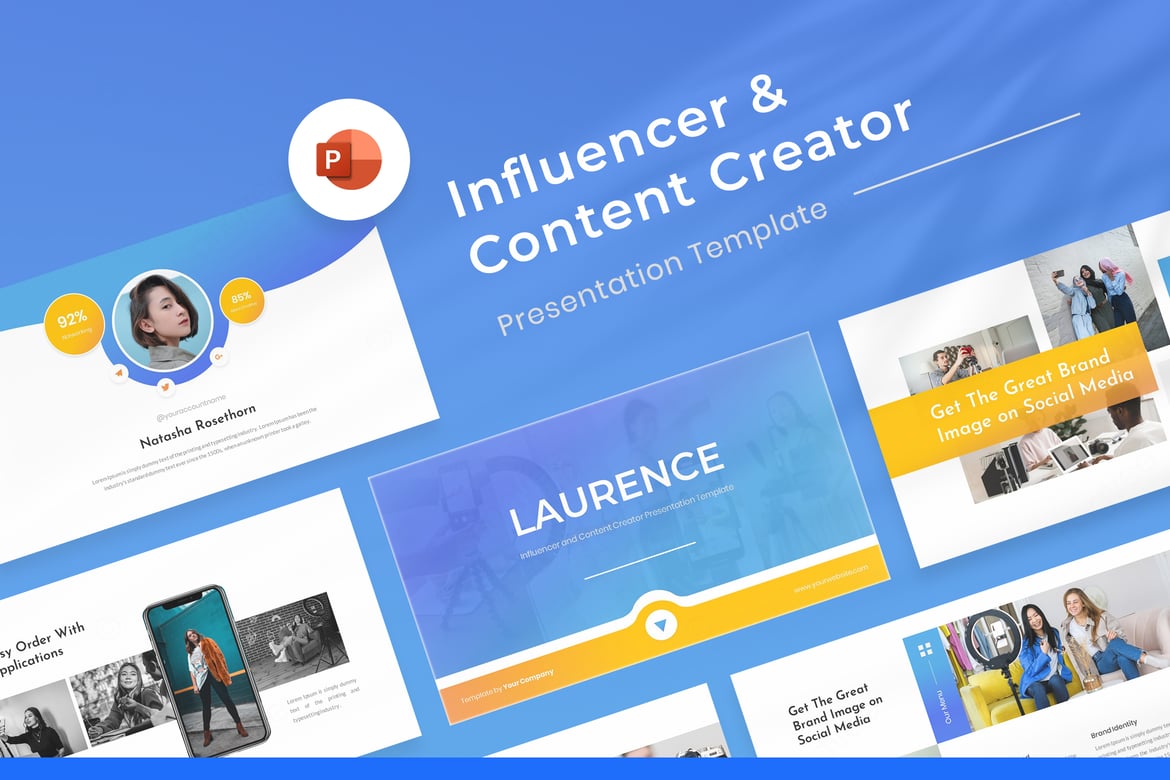 Template PowerPoint Laurence untuk Influencer & Kreator Konten yang Menarik