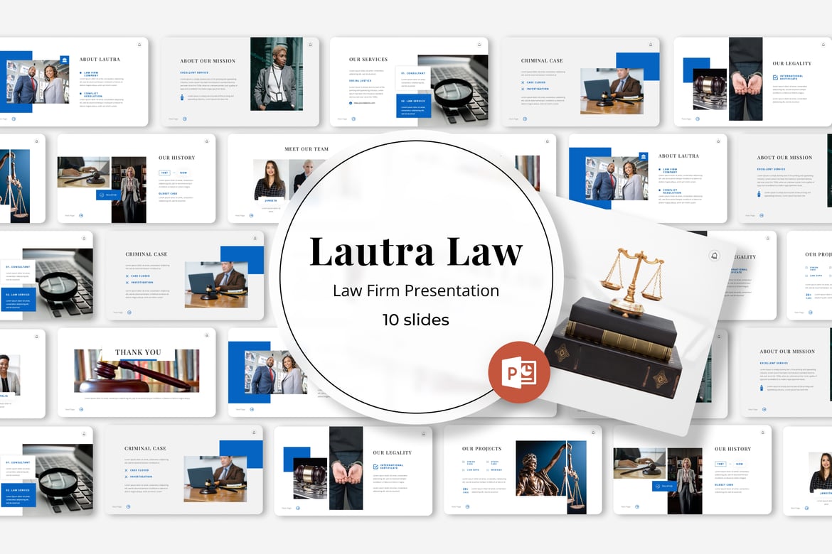 Template Presentasi PowerPoint Lautra Law - Solusi Kreatif untuk Firma Hukum Anda