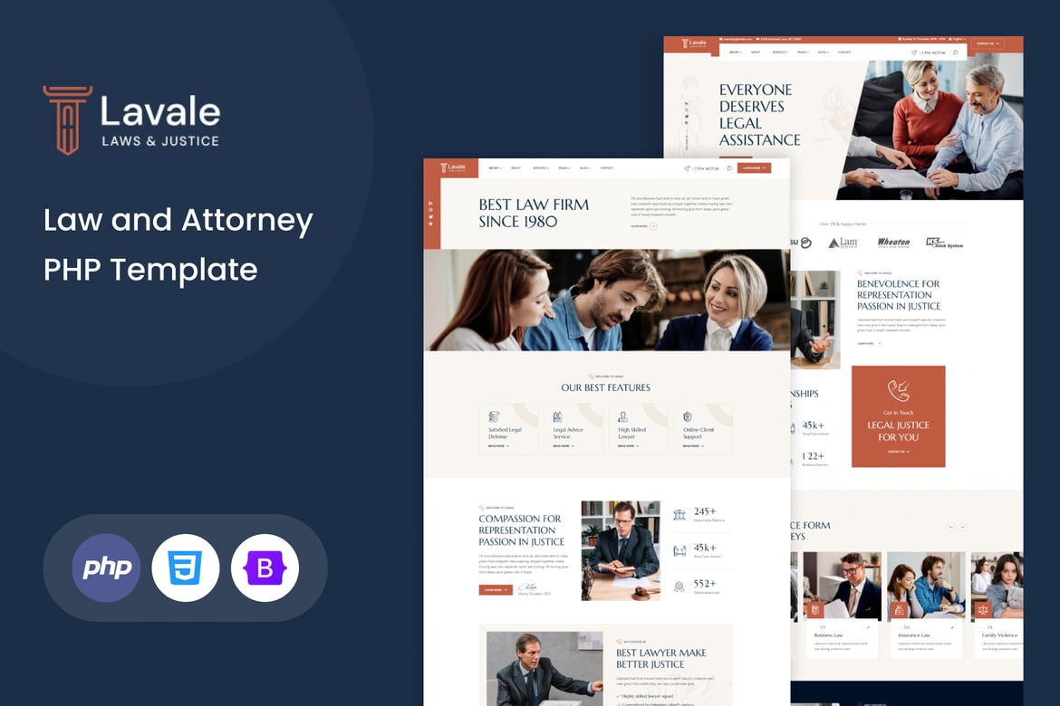 Lavale | Template Website Hukum dan Pengacara PHP Modern