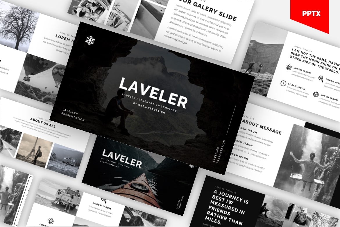 Template Presentasi Powerpoint Laveler - Petualangan dan Perjalanan yang Menakjubkan