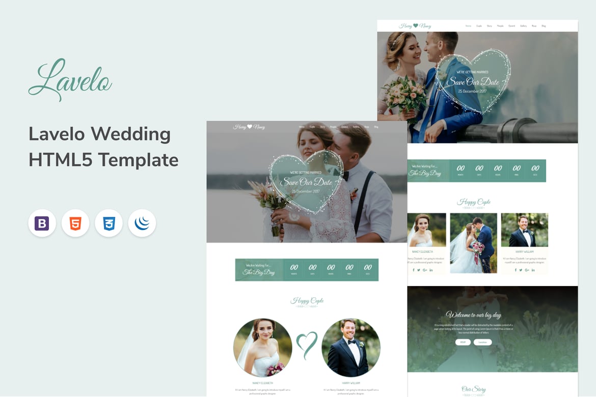 Lavelo - Template Website Pernikahan HTML5 Modern dan Elegan