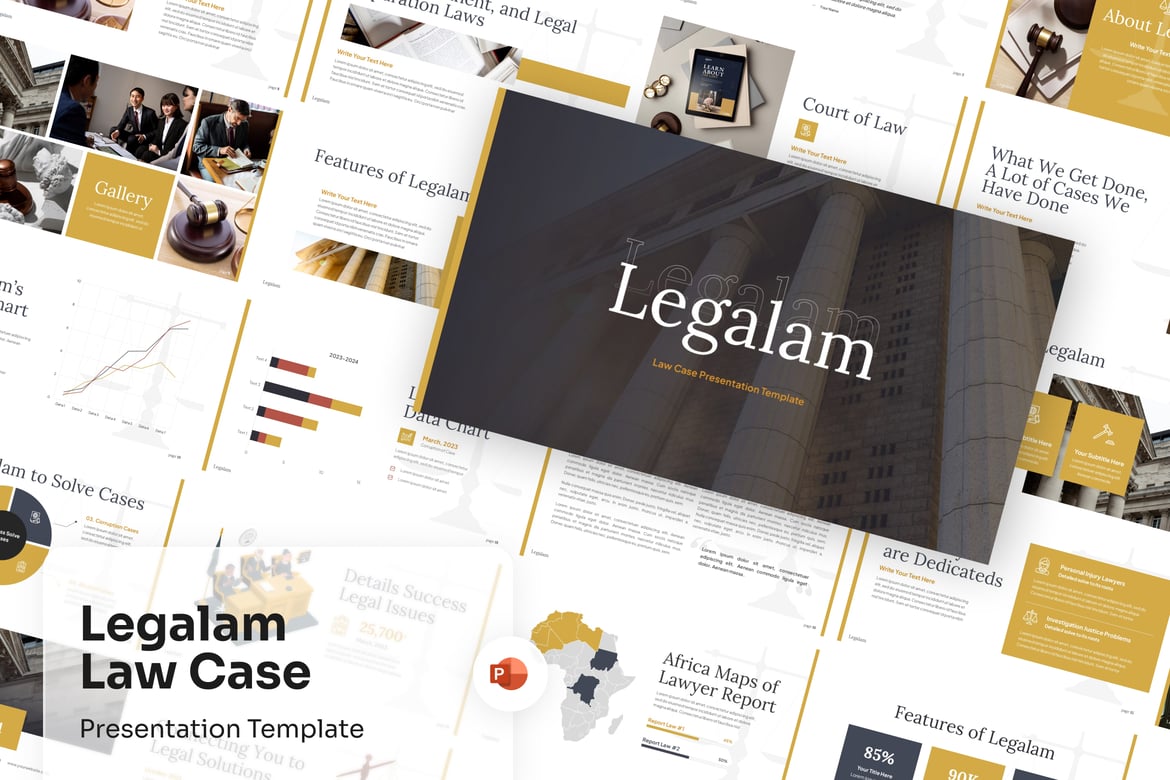 Template PowerPoint Kasus Hukum yang Menarik dan Profesional