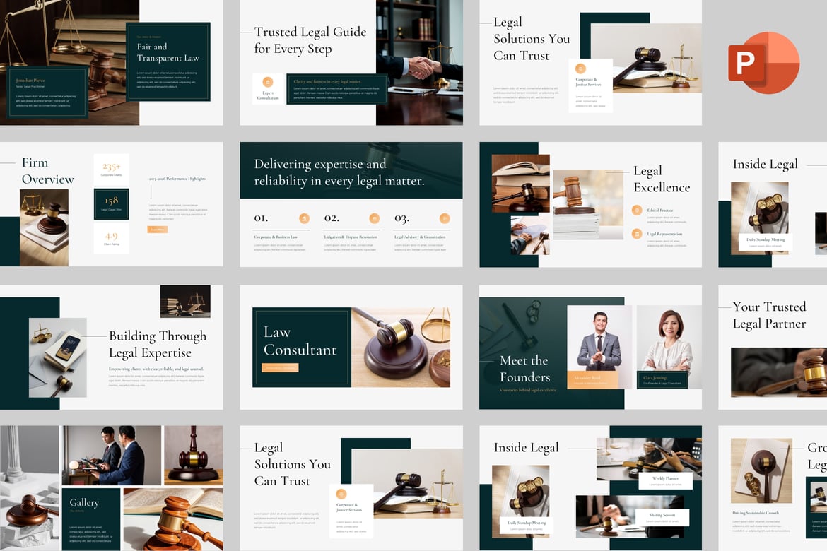 Template Presentasi PowerPoint Konsultan Hukum yang Profesional
