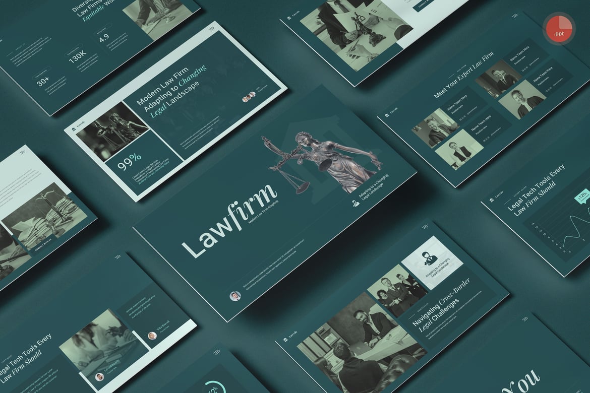 Template Presentasi PowerPoint untuk Firma Hukum yang Menarik
