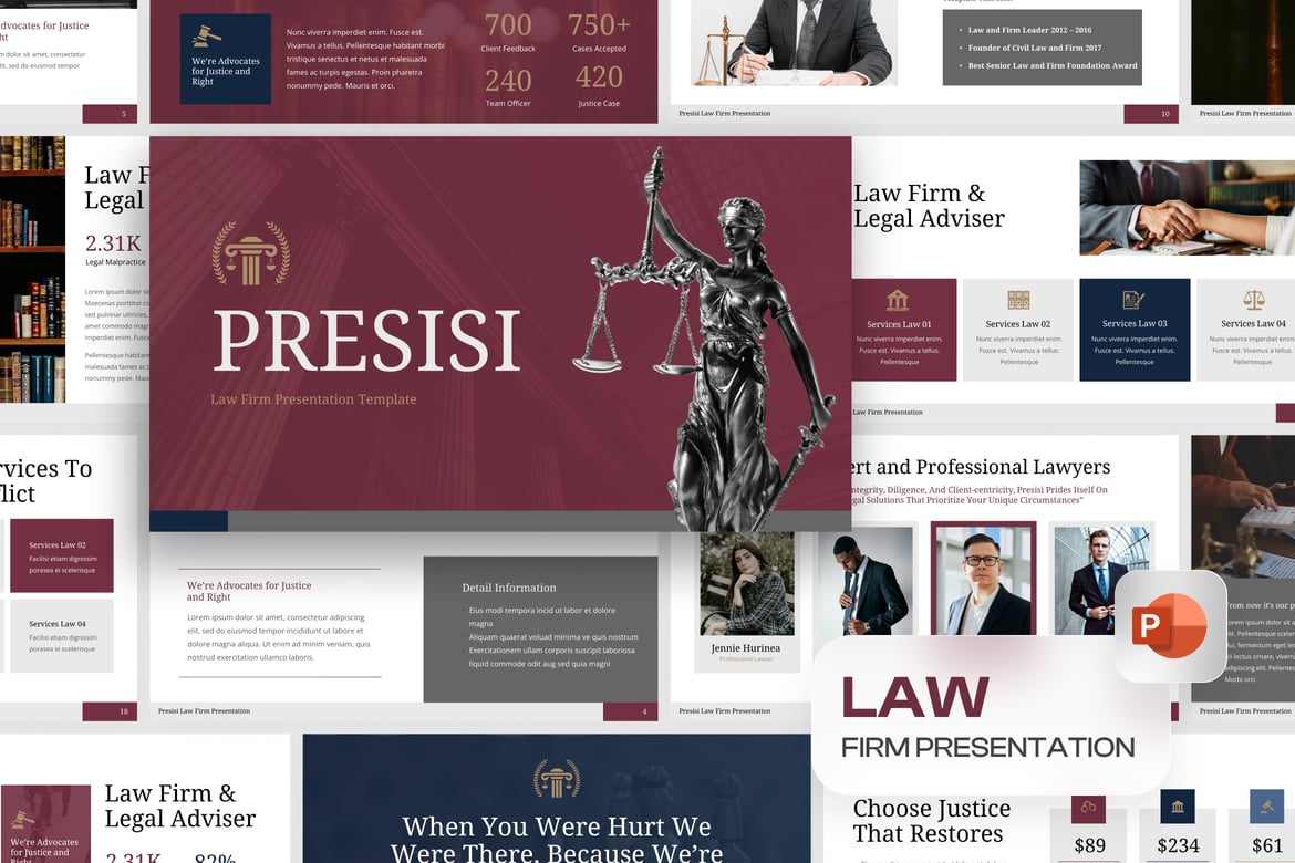 Template Presentasi PowerPoint untuk Firma Hukum yang Profesional