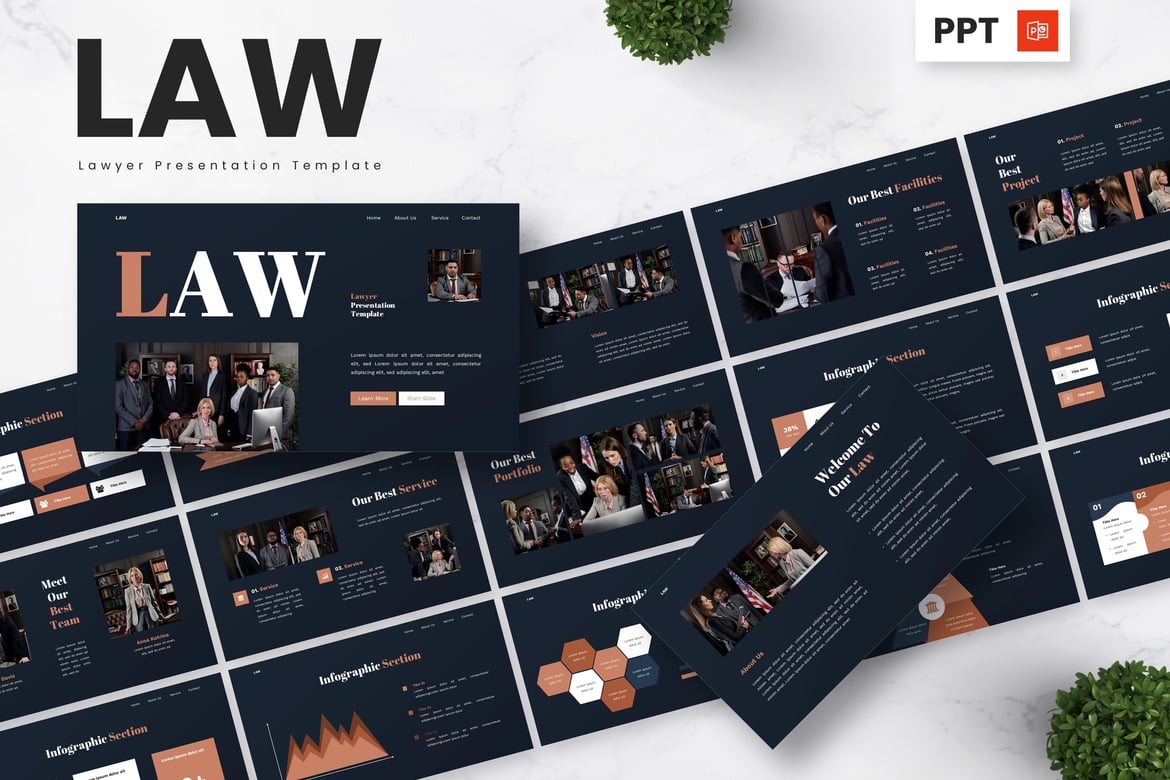 Template PowerPoint Hukum dan Pengacara yang Profesional