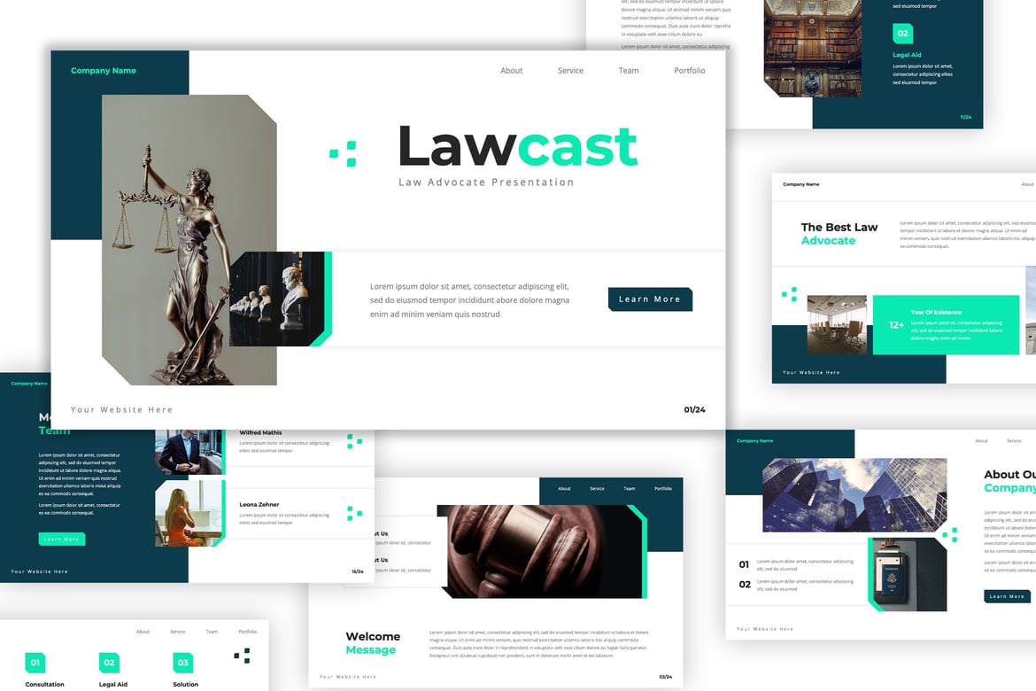 Template PowerPoint Pengacara - Lawcast yang Menarik dan Profesional