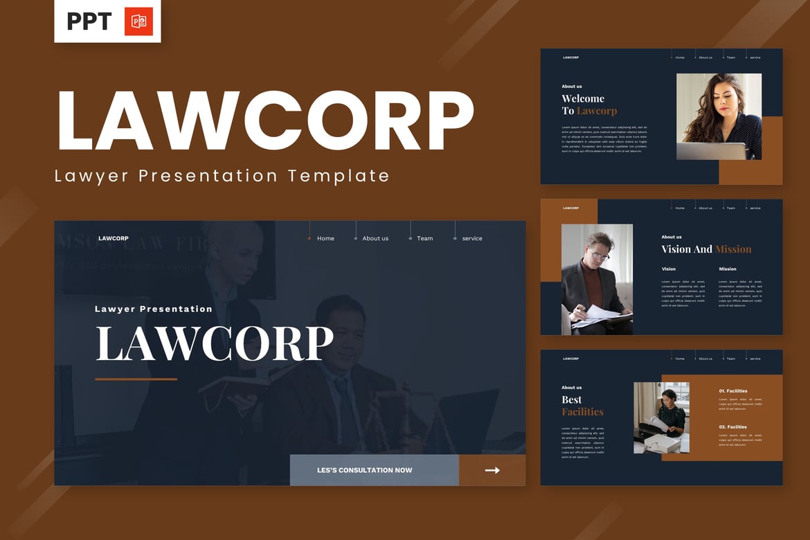 Template Presentasi PowerPoint Hukum - Lawcorp