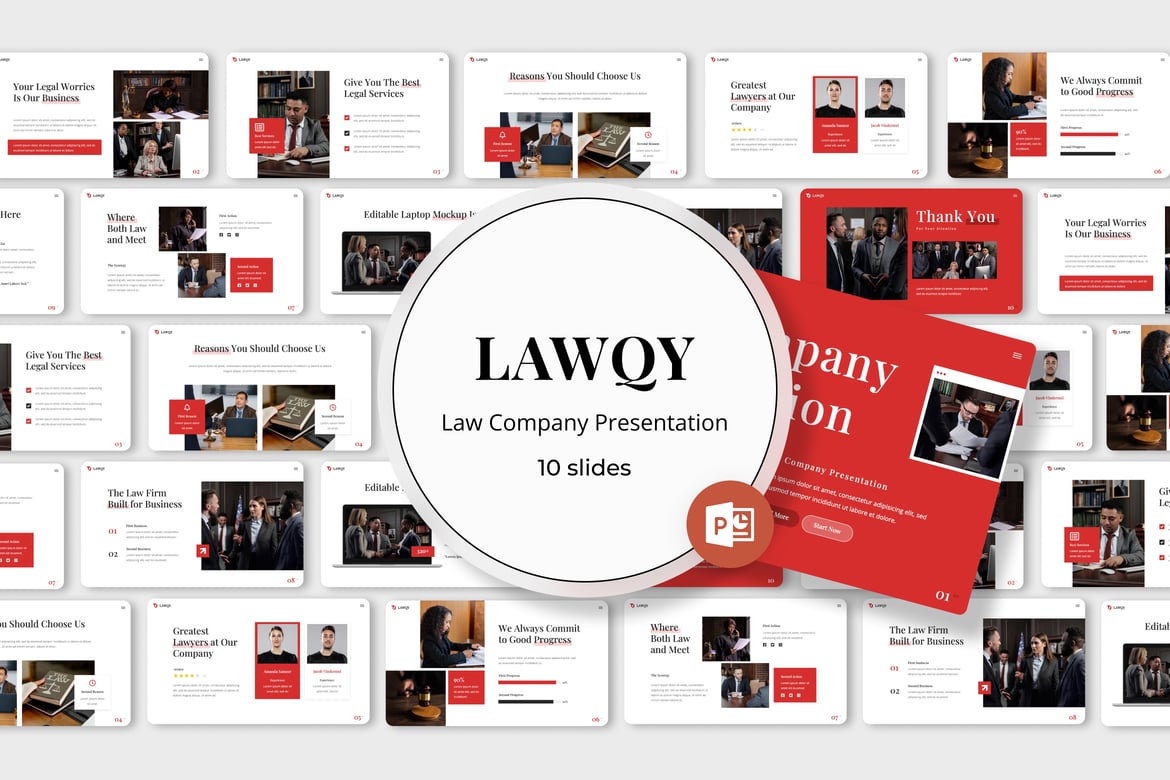 Lawqy - Template Powerpoint Perusahaan Hukum yang Menarik