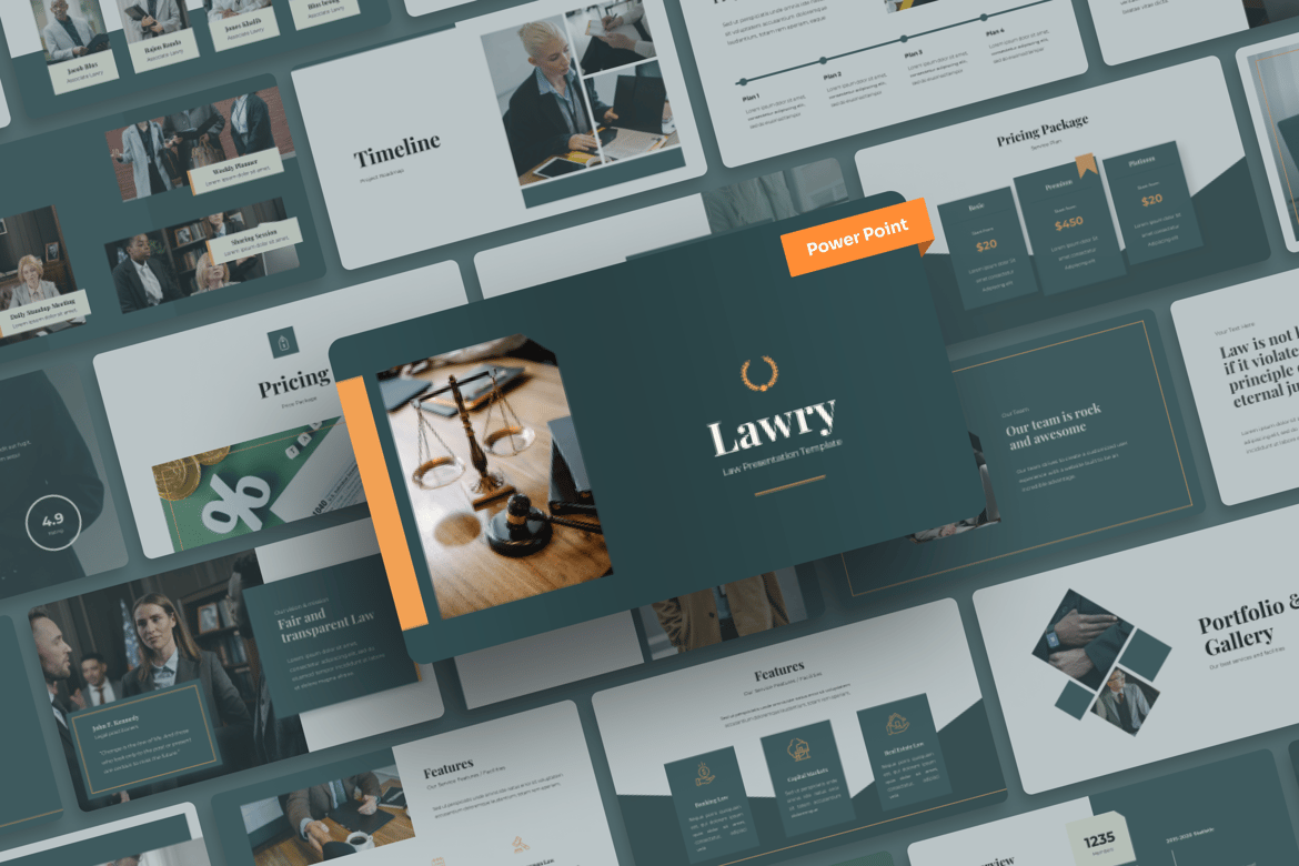 Template Presentasi PowerPoint Hukum Lawry yang Elegan dan Profesional