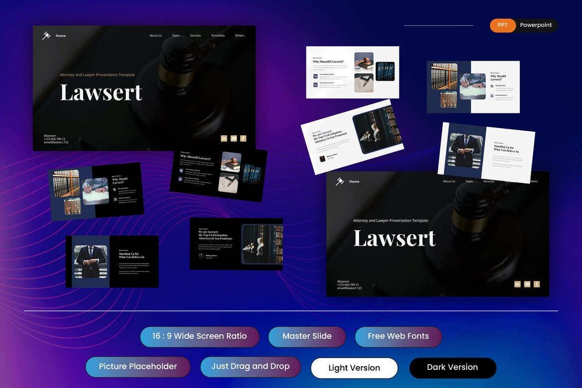 Template Presentasi PowerPoint Lawsert untuk Pengacara dan Firma Hukum