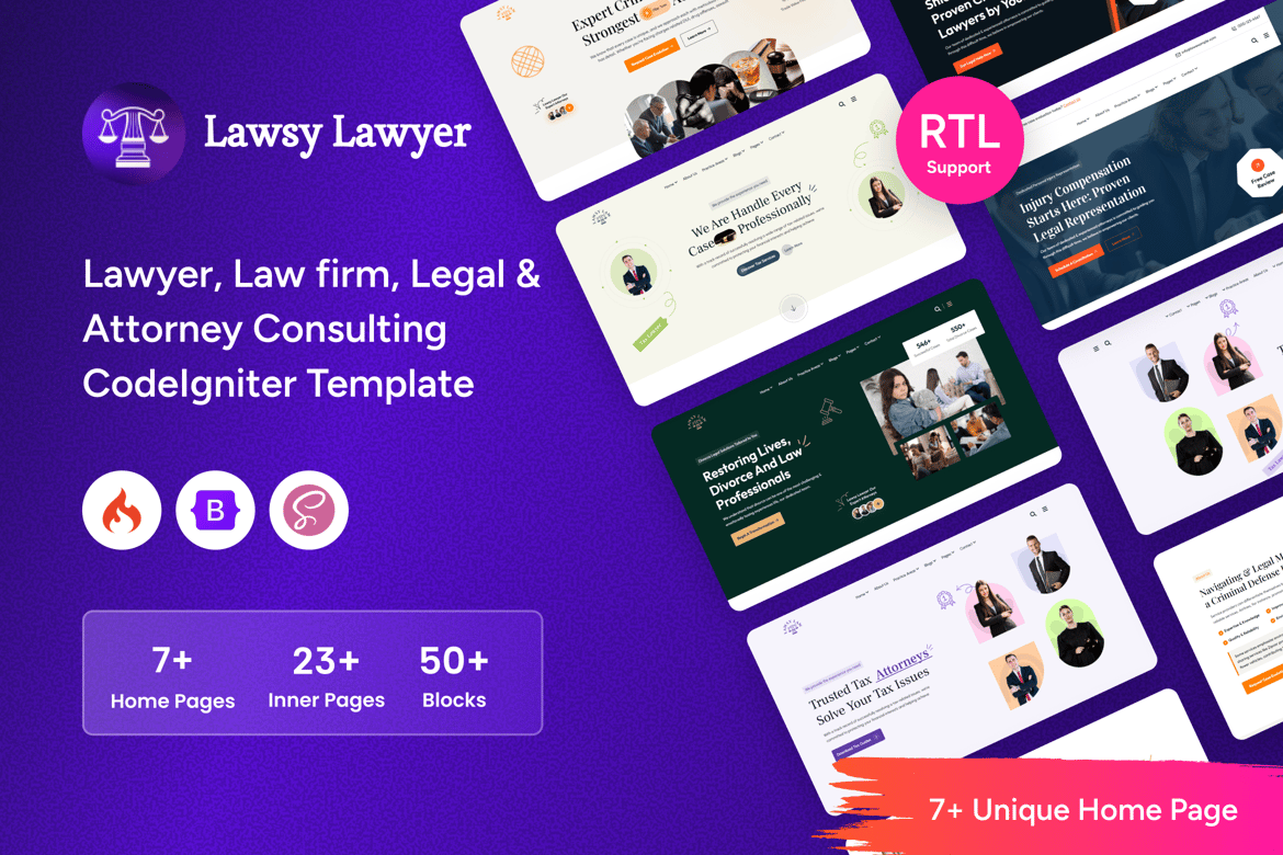 Lawsy - Template Website Konsultasi Hukum Berbasis CodeIgniter yang Modern