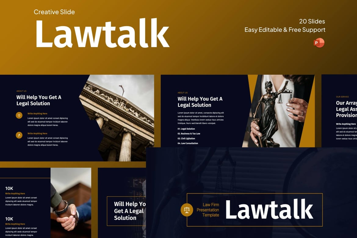 Lawtalk - Template Presentasi PowerPoint untuk Pengacara yang Menarik
