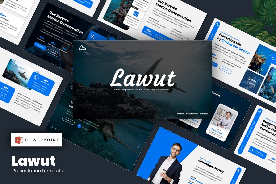 Template Powerpoint Ekosistem Laut yang Menakjubkan