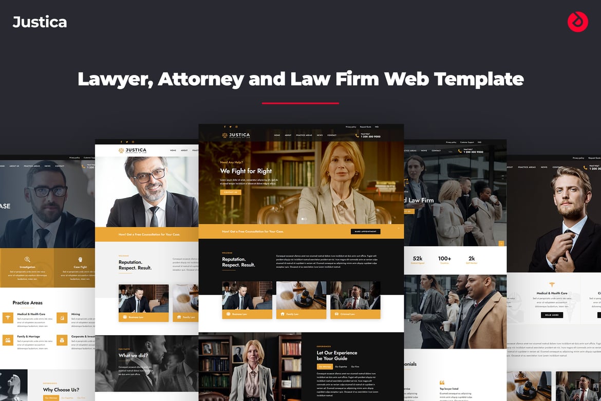 Template Web Pengacara & Pengacara Bootstrap - Justica