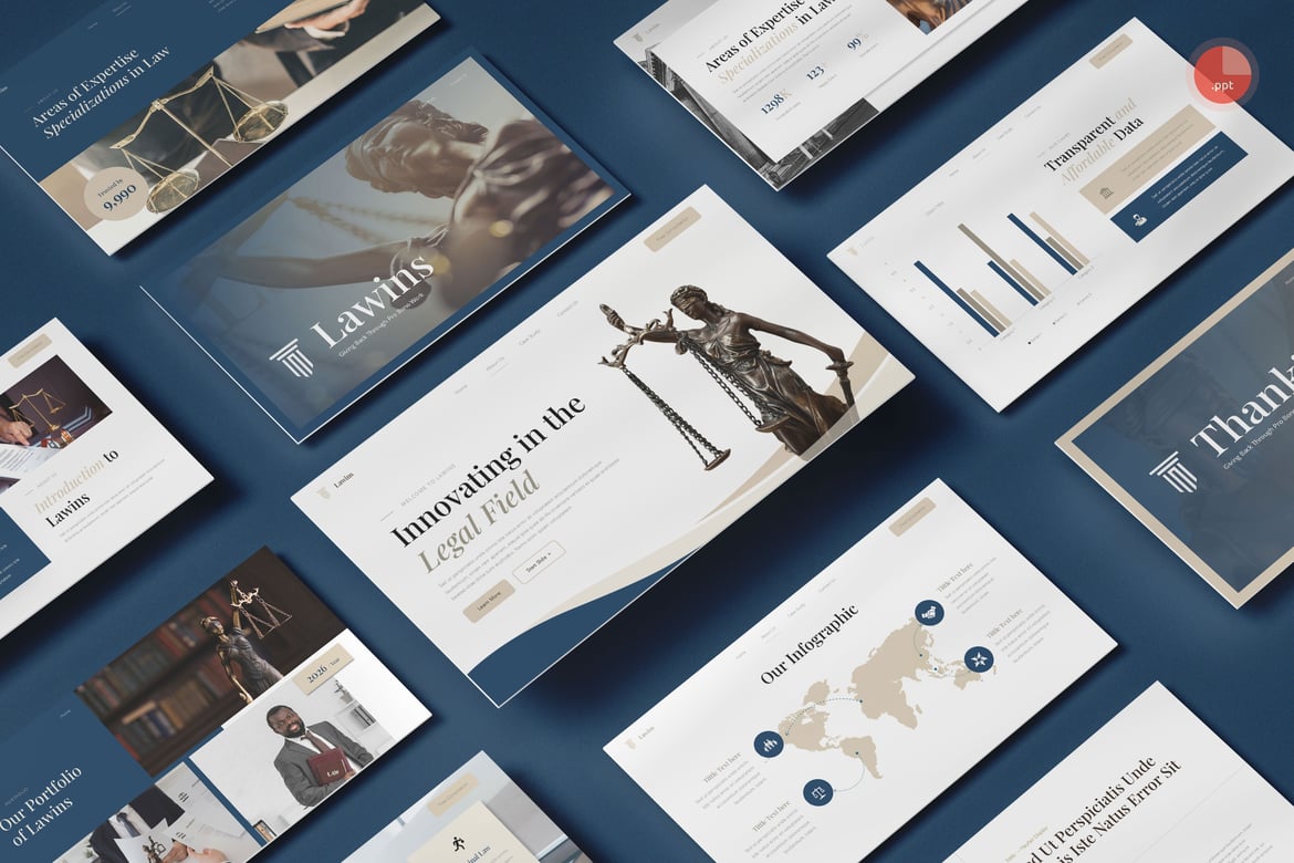 Template Presentasi PowerPoint untuk Pengacara yang Menarik
