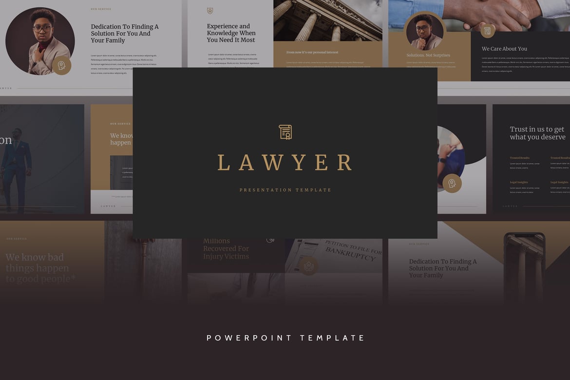 Template Presentasi Powerpoint Pengacara yang Elegan