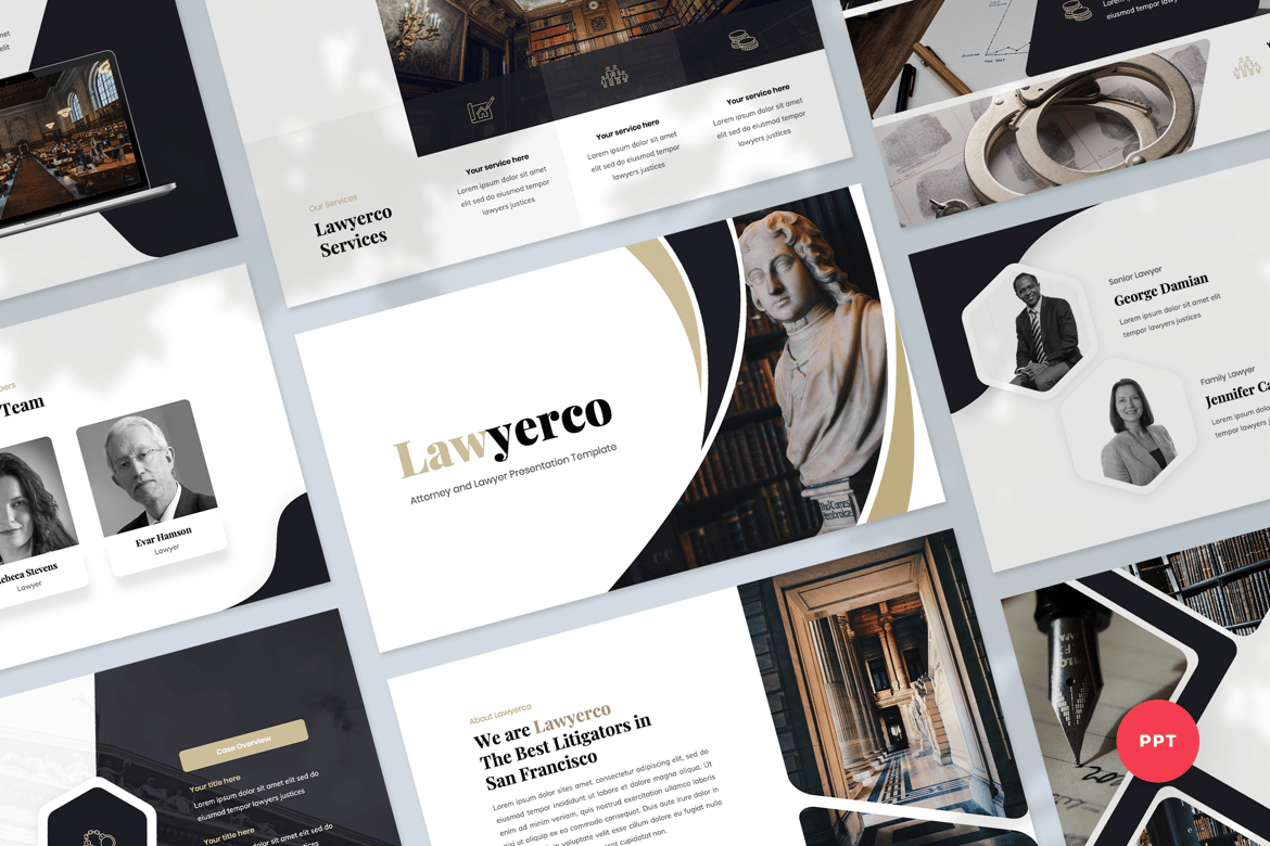 Template Presentasi PowerPoint untuk Pengacara yang Modern dan Profesional